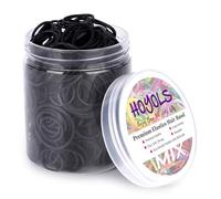 HOYOLS Lot de 600 élastiques en caoutchouc de tailles assorties pour cheveux noirs - Pour tressage de queue de cheval - Tailles mixtes - Mini élastiques en caoutchouc pour bébés, tout-petits, filles