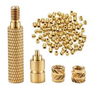 Hoypeyfiy Lot de 100 inserts chauffants M4 - Design cannelé à hélice inversée - Laiton - Convient pour les matériaux thermoplastiques - Utilisés dans l'impression 3D et les machines de formage
