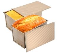 Hoypeyfiy Lot de 2 moules à pain de 450 g avec couvercle et 50 moules à pain antiadhésifs en alliage d'aluminium, adaptés pour la pâtisserie, les restaurants et les amateurs de pâtisserie