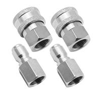 Hoypeyfiy Lot de 4 adaptateurs pour nettoyeur haute pression, raccords rapides 3/8, kit de connecteur rapide en acier inoxydable mâle et femelle (filetage interne)