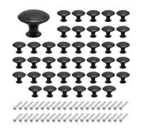 Hoypeyfiy Lot de 40 poignées de tiroir rondes en acier inoxydable - Style moderne - Noir mat - Taille L