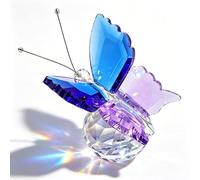 Hoypeyfiy Papillon en cristal bleu et violet, 4,5 cm de haut, 3 cm de large, décorations en verre en filigrane, objets d'art pour salon, chambre à coucher ou bureau