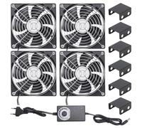 Hoypeyfiy Ventilateur de boîtier grand format 4 x 120 mm, vitesse réglable, pour alimentation 12V DC ou 100-240V AC, polyvalent pour le refroidissement de PC et les racks de serveurs