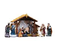 Hozaenwa Crèche De Noël 12 Pièces - Figurines de la Nativité en Résine Jésus - Décoration de Table Catholique pour Foyer Cheminée et Maison Fêtes Familiales