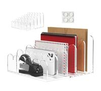 Hozaenwa Organisateur de Bureau, Organisateur De Fichiers en Acrylique À 5 Compartiments pour Bureau, Rack De Stockage Vertical pour Courrier Multifonction pour Cahier Enveloppe Facture Fichier