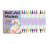 Hozaenwa Stylo Vernis à Ongles - 12 Couleurs Imperméable et à Double Pointe - Stylo Liner Imperméable à l'Eau pour la Peinture des Ongles - pour le Voyage, la Fête, à l'École, la Petite Amie, l'Épouse