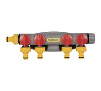 Hozelock 2150R0000 Distributeur d'eau 4 voies Ø 12 à 15 mm (1/2\ ) avec vanne de régulation