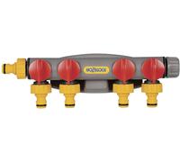 Hozelock 2150R0000 Distributeur d'eau 4 voies Ø 12 à 15 mm (1/2\ ) avec vanne de régulation
