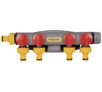 Hozelock 2150R0000 Distributeur d'eau 4 voies Ø 12 à 15 mm (1/2\ ) avec vanne de régulation