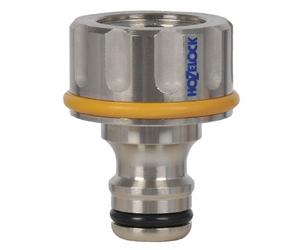 HOZELOCK - Connecteur de robinet extérieur Pro Metal ø 21 mm (pour robinets avec filetage BSP 1/2 pouce) Pour robinets d'extérieur filetés, pour raccorder un tuyau d'arrosage au robinet [2046P0000]
