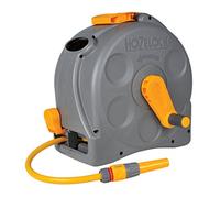 HOZELOCK - Dévidoir Compact 25 M 2en1 : Dévidoir Portable ou Mural, Fonction Ré-enroulage Facile, Livré avec lance, Raccords et Fixations [2415R3500]