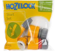 HOZELOCK - Kit d'Arrosage de Démarrage Basic "Grab Bag" Ø 12,5mm - Ø 15mm (1/2"- 5/8") : Kit Complet avec Connecteur Aquastop, Permet de Stopper l'Eau au Bout de votre Tuyau [2355P6025]