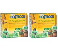 HOZELOCK - Kit d'Arrosage Goutte-à-Goutte pour 15 Pots : Système Complet avec Minuteur Mécanique Intégré, Idéal pour Plantes en Pot, Arrosage Précis et Économe en Eau [2802 0000] (Lot de 2)