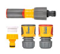 HOZELOCK - Kit lance d'Arrosage de Démarrage 3-en-1 Plus : lance Ergonomique Soft Grip, Anti-Dérapant, 3 Jets, 2 Raccords Ø 12,5mm - Ø 15mm (1/2" - 5/8"), 1 Raccord Robinet [100-100-228]
