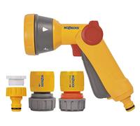 HOZELOCK - Kit Pistolet d'Arrosage Multi-Jets Ø 19 mm (3/4") : Kit Complet, Nécessaire de Connections Flexible et Confort, 1 Pistolet Multi-Jets (x5), 1 Connecteur Aquastop [2341 0000]