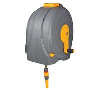 Hozelock Pro | Enrouleur Mural Fast Reel | Inclus : tuyau de jardin 40 m, set de raccords, guide-tuyau universel | Assemblé | Superposition automatique | Portable | Rangement protégé du tuyau