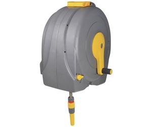 Hozelock Pro | Enrouleur Mural Fast Reel | Inclus : tuyau de jardin 40 m, set de raccords, guide-tuyau universel | Assemblé | Superposition automatique | Portable | Rangement protégé du tuyau