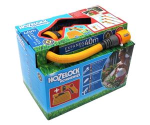 HOZELOCK - Tuyau extensible Wonderhoze de 40 m : tuyau flexible, extensible jusqu'à 3 fois la longueur d'origine | avec 2 raccords Aquastop et pistolet multispray : prêt à l'emploi