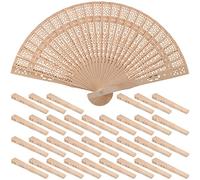 HOZEON Lot de 70 éventails en bois de santal de 20,3 cm, éventails pliants chinois pliables, éventails vintage en bois ajouré pour mariage, fête, décoration, cadeaux