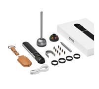 HOZO NeoRulerGO Lot de 41 rubans à mesurer numériques rechargeables avec lase pour formes plates incurvées de diamètre irrégulier, cadeau unique pour homme, papa, architecte, designer - Étui en cuir