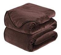 HOZY Plaid Couverture Polaire 220x240cm Chocolat Doux et Chaude - 350GSM Couverture de Lit 2 Personnes et Plaid Canapé Flanelle - Réversible Double Face