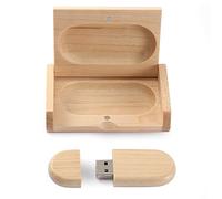 HOZYALE Clé USB 2.0 en Bois avec boîte en Bois (64 Go, Bois Ellipse)