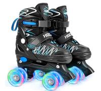Hozzen Roller Enfant Garçon Ajustable 36-39 - Roller Quad avec Roues Lumineuses et Sac de Patin a Roulette Garçon, Roller Skates for Kids Ages 6-12, Cadeaux Licorne pour Garçons, Noir