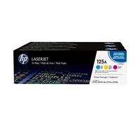 HP 125A Pack de 3 cartouches de toner cyan, jaune et magenta authentiques (CF373AM) pour Color LJ