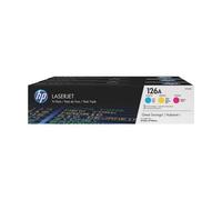 HP 126A Pack de 3 toners couleurs pour imprimante laser
