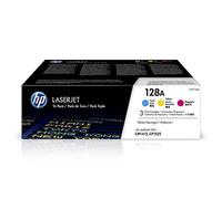HP 128A CF371AM pack de 3, toners d'origine, imprimantes LaserJet Pro, cyan, magenta, jaune