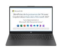HP 15-fd0001sf Ordinateur Portable 15,6" FHD, PC Portable (Intel Celeron N100, RAM 4 Go, UFS 128 Go, Intel UHD Graphics, Windows 11), Laptop Gris, AZERTY, Microsoft 365 Personnel 12 Mois Inclus