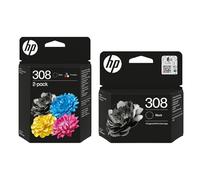 HP 2 Cartouches d'encre 308 Noir et 1 Cartouche d'encre Couleur 308 pour imprimantes Envy 6122e 6532e 6520e 6132e 6530e 6120e 6110e 6558e 6110e 6130e All-in-One