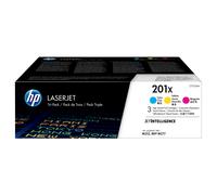 Hp 201x - pack de 3 - à rendement élevé - jaune, cyan, magenta - origi