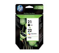 HP 21 / 22 Pack de 2 Cartouches d'Encre Noire et Trois Couleurs Authentiques (SD367AE)