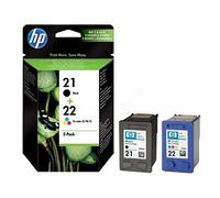 HP 21/HP 22 Noir tricolore Lot de 2 cartouches d'encre d'origine