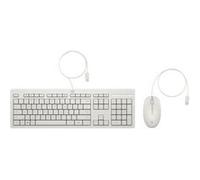 HP 225 - Ensemble clavier et souris - ambidextre, disposition en 3 zones, course de touche standard - 100% - full size - USB - AZERTY - Français - blanc G