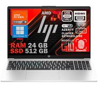 HP 255 G10 Ordinateur Portable AMD Ryzen 3 7330U, RAM 24 Go DDR4, SSD 512 Go NVMe, Écran 15.6" FHD Antireflet, WiFi 6E, Clavier AZERTY Rétroéclairé, Empreinte Digitale, Windows 11 Pro