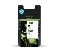 HP 300 Pack 2 Cartouches Encre Authentiques (Noir Pigment, Couleurs Dye) - Rendement Standard (Noir 200 pages, Couleur 165 pages) - CN637EE