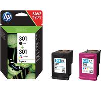 HP 301 pack de 2 cartouches d'encre noir/trois couleurs authentiques