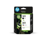 HP 301 Pack de 2 Cartouches d'Encre Noire et Trois Couleurs Authentiques (N9J72AE)