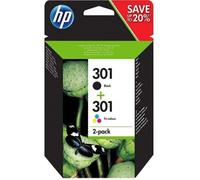 HP 301 pack de 2 cartouches d'encre noir/trois couleurs authentiques