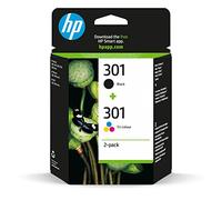HP 301, Pack de 2 cartouches d'Encre Originales, N9J72AE, Noir, Jaune, Cyan, Magenta, HP DeskJet 1000/ 1050A / 1500/ 2000 / 2050A/ 2130 / 2500 / 3000, ENVY 4500 / 5500, OfficeJet 2620 / 4630