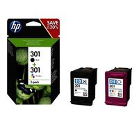 HP 301 pack de 2 cartouches d'encre noir/trois couleurs authentiques