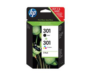 HP 301 - pack de 2 - noir, tricolore à base de colorant - originale - cartouche d'encre - N9J72AE#301