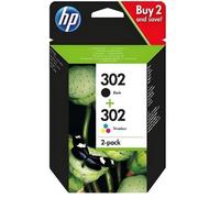 HP 302 Pack de 2 cartouches d'encre noire et trois couleurs authentiques (X4D37AE) pour HP DeskJet 2130/3630 et HP OfficeJet 3830