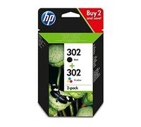 HP 302 Pack une Cartouche d'Encre Trois Couleurs Cyan, Magenta, Jaune Authentique et une Cartouche d'Encre Noir X4D37AE