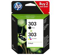 HP Pack de 2 cartouches authentiques d'encre noire/trois couleurs 303