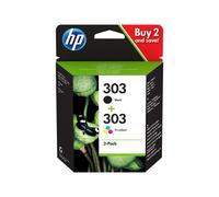 HP Pack de 2 cartouches authentiques d'encre noire/trois couleurs 303