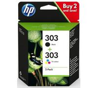 HP 303 Pack de 2 Cartouches d'encre, Noire et Trois Couleurs, Authentiques (3YM92AE)