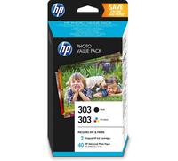 HP 303 Photo Value Pack - 1 cartouche HP 303 noir, 1 Cartouche HP 303 trois couleurs, 40 feuilles papier photo HP Advanced 10x15cm (Z4B62EE)